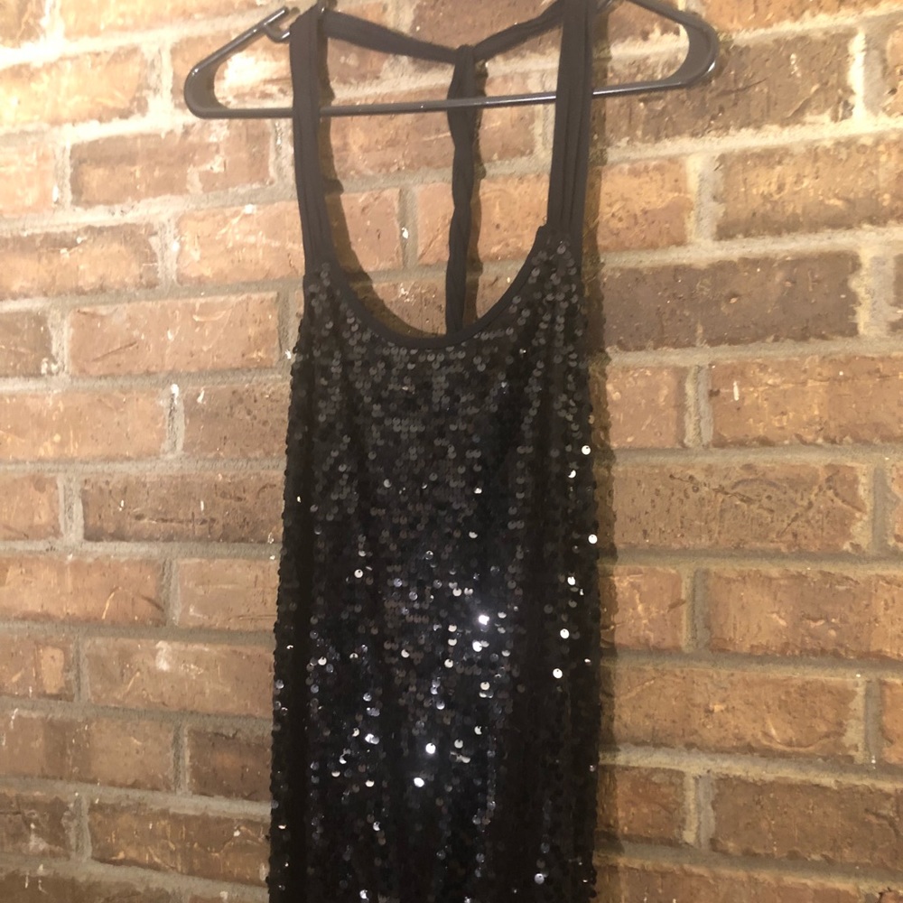Express Black Sequin Tank Top. Small.
